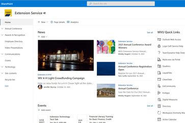 Extension's SharePoint landing page.